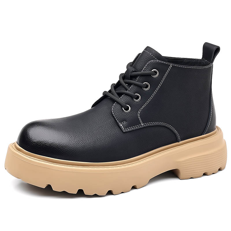 KAQIAODI Cow Split Leather Short Combat Boots Men's