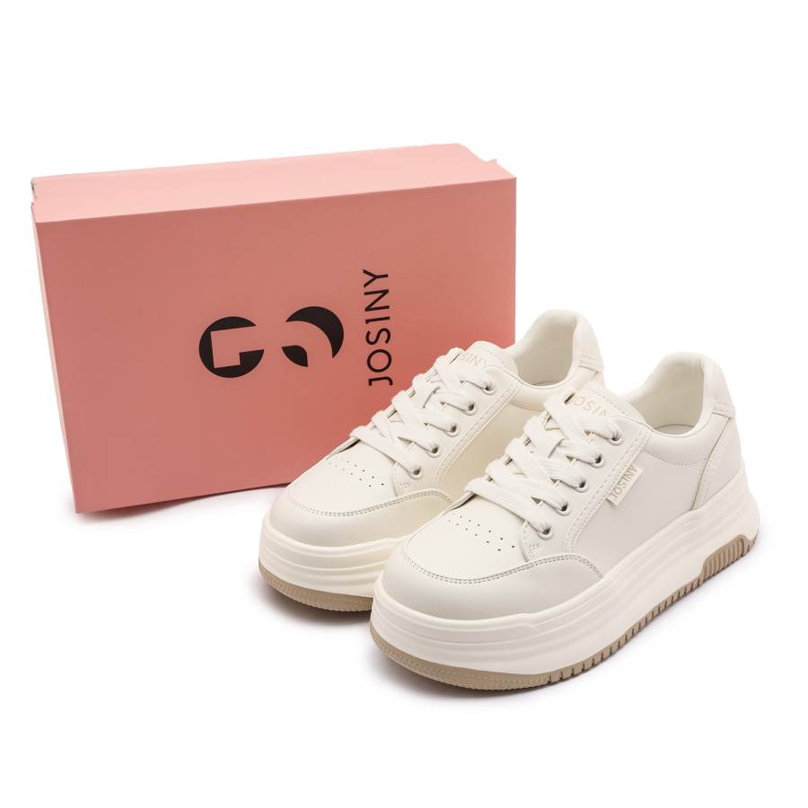 JOSINY Synthetic Leather Low top Skateboard Shoes Women's Ecru