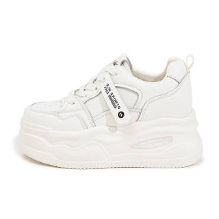 MILANLIANGE Cow Split Leather Slip Resistant Cushioning Height Increasing Low top Skateboard Shoes Women's