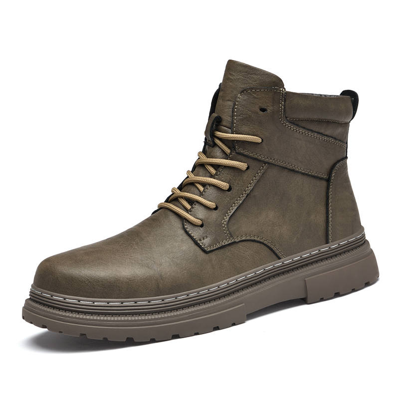 GONGNIULEITING Cow Split Leather Combat Boots Unisex