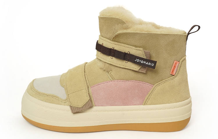 Joy&Mario Cow Suede Thermal Height Increasing Shearling Fleece Lined Versatile Short Snow Boots Women's