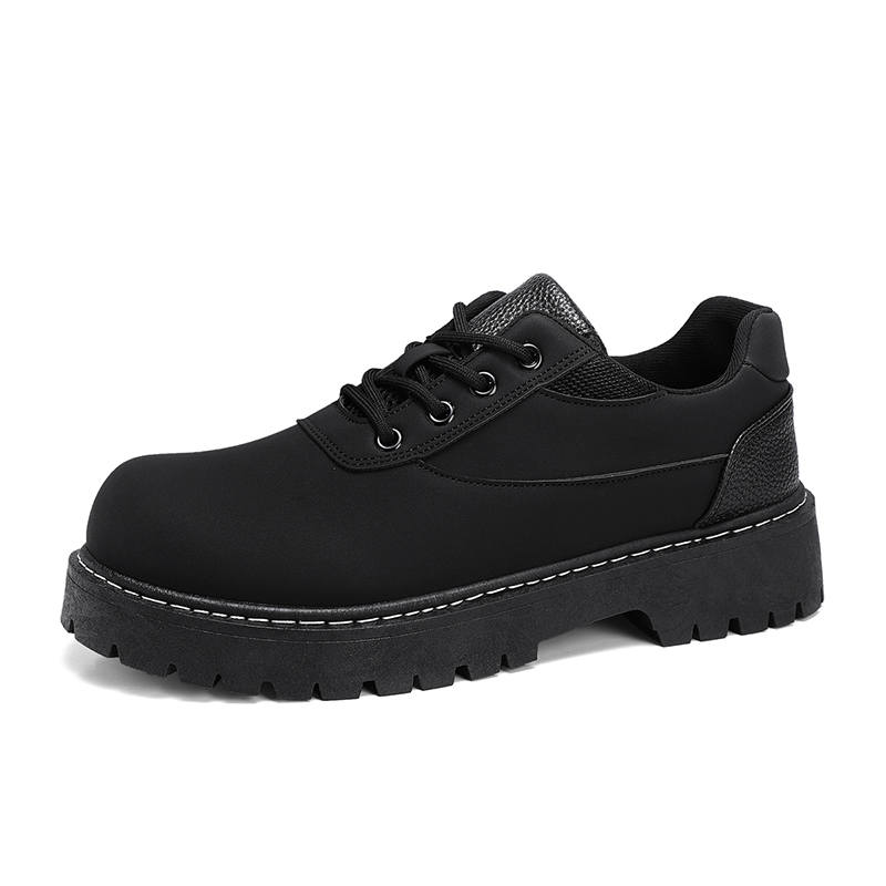 SHOUBA Microfiber Leather Cushioning Abrasion Resistant Cushioning, Wear Resistant Low top Casual Shoes Men's Black