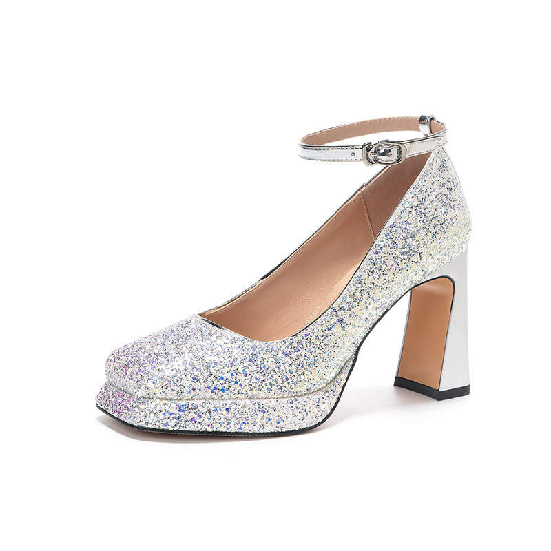 HKCP Chunky Heel High Heels 9cm Women's