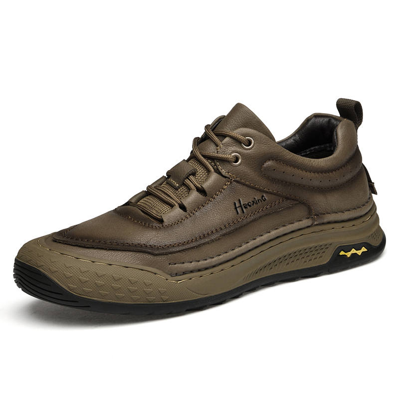 HAOXING Top Grain Cow Leather Men's Casual Shoes Men's