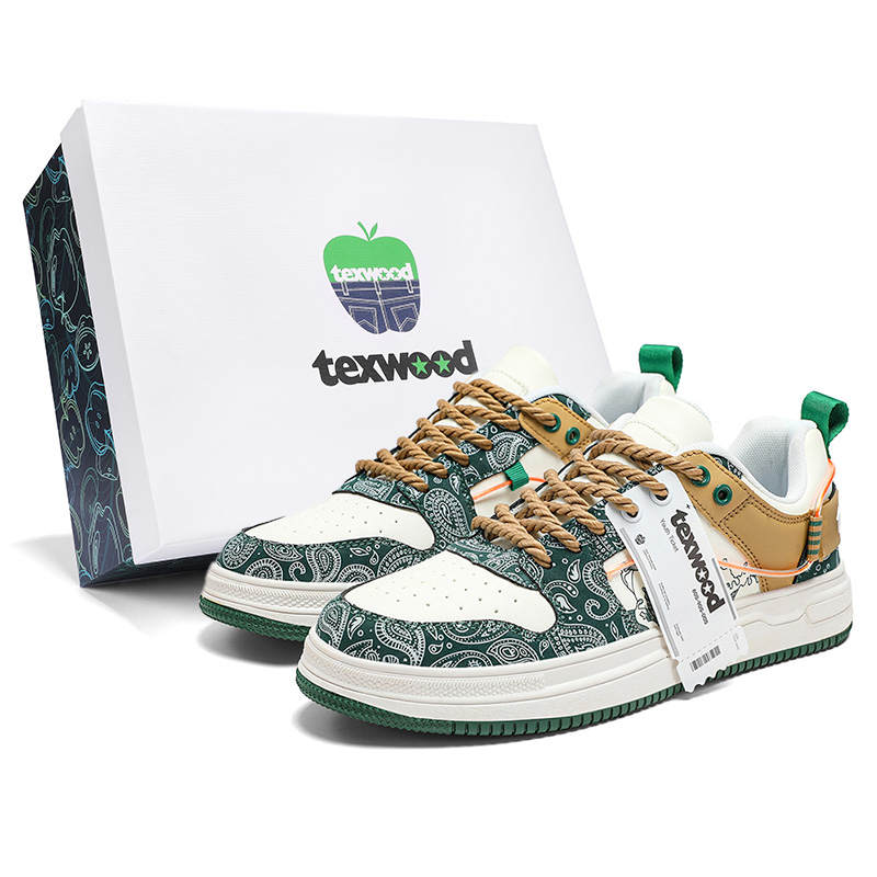 TEXWOOD Chinese Style Blue And White Porcelain Collection Low top Skateboard Shoes Men's