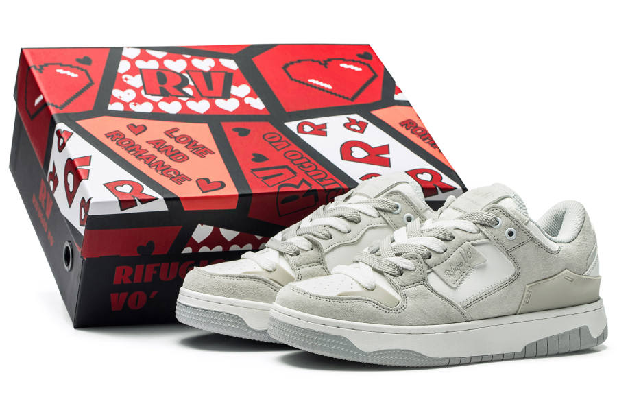 RIFUGIO VO' Leather Low top Skateboard Shoes Unisex Vintage White Box