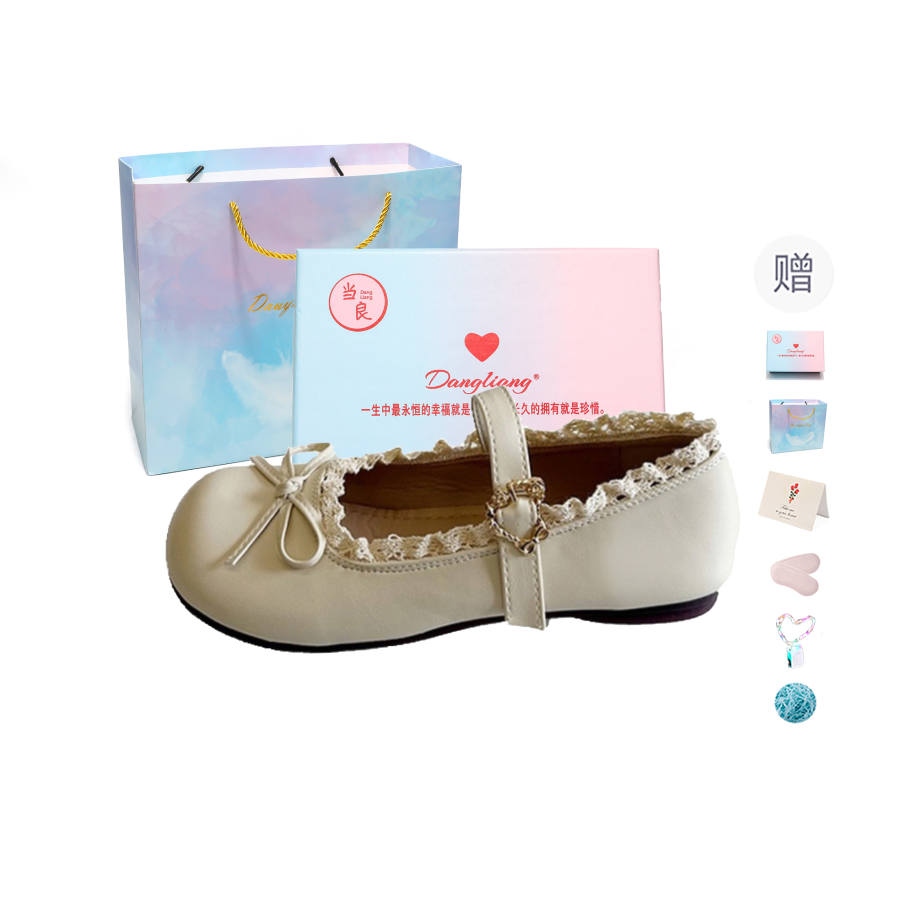 DANGLIANG Pu Flat Mary Jane Shoes Women's Gift Box Set