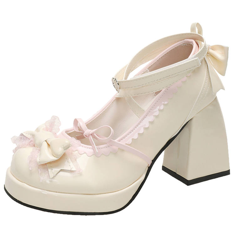 DANGLIANG Microfiber Leather Chunky Heel Mary Jane Shoes Women's