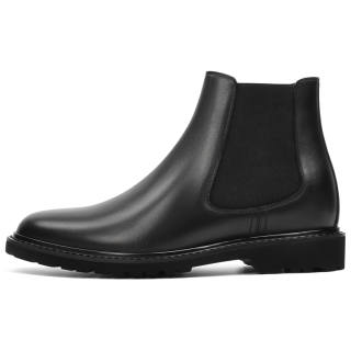 He Jinchang Calfskin Short Chelsea Boots Men's Black