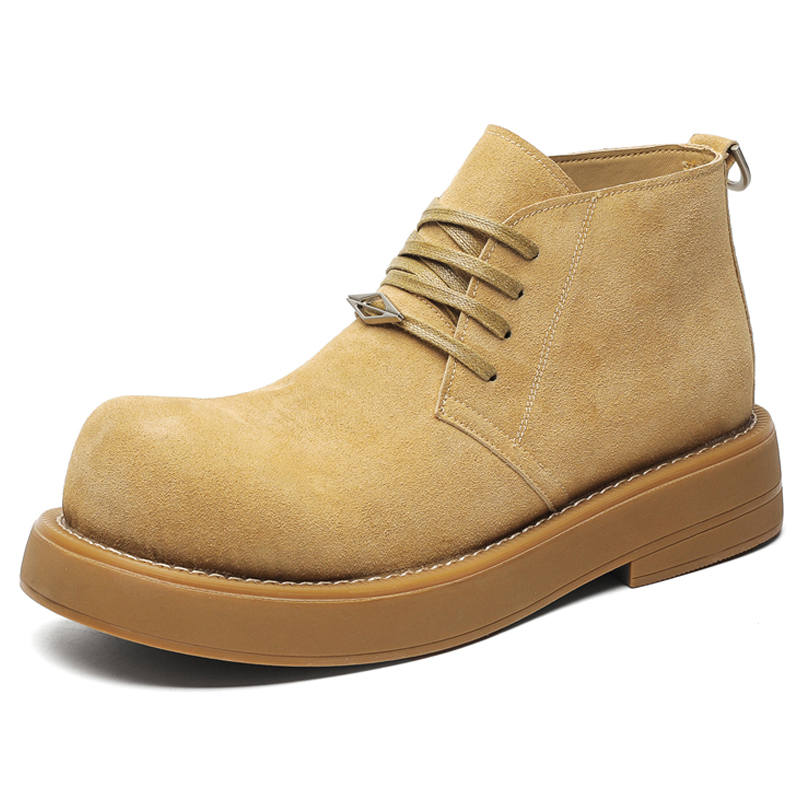 V ZERO FIVE V ZERO FIVE Microfiber Leather Short Combat Boots Men's Yellow