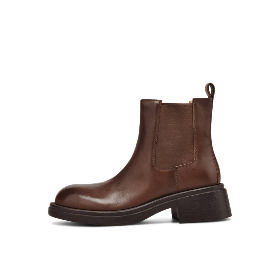 BOERDIQI Top Grain Cow Leather Short Chelsea Boots 4.5cm Women's