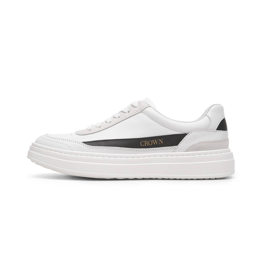 CROWN Cow Leather Slip Resistant Low top Skateboard Shoes Unisex
