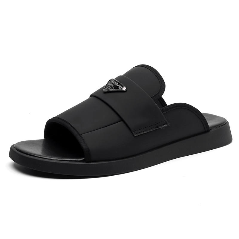 SHENGDAQISHI Rubber Sole Slip Resistant Abrasion Resistant Slip Resistant Abrasion Resistant Slide Slippers Men's Black