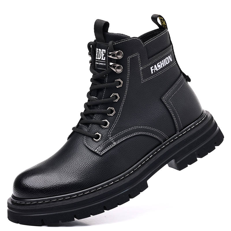 Shanpijiang PU Short Combat Boots Men's Black