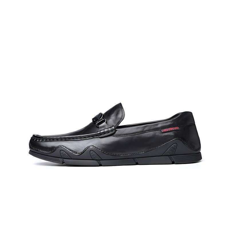 LAORENTOU Top Grain Cow Leather Casual Shoes Men's Black