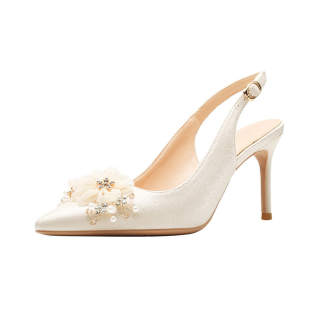 BIGTREE Slim Heel High Heels Women's Apricot