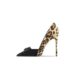 CHUYANG Suede Slim Heel High Heels Women's Multicolor Leopard Print