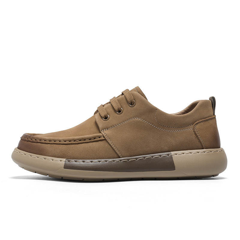 NAVIGARE Cow Split Leather Height Increasing Low top Casual Shoes Men's Khaki