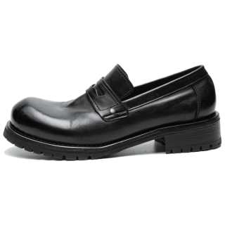 TBOF Horse Leather Slip on Loafers Men's Black