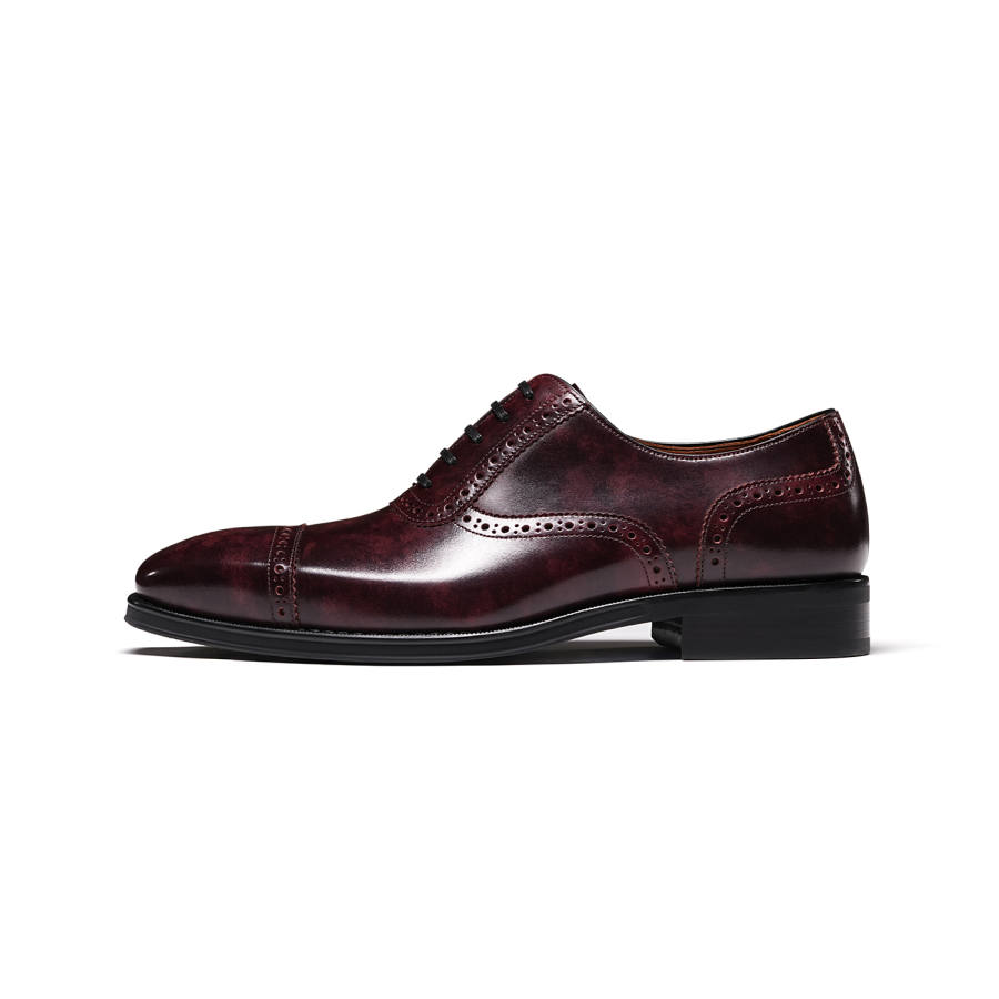 TRUFFAUT Vintage Chic Brogues Genuine Leather Top Grain Cow Leather Dress Shoes Men's Burgundy