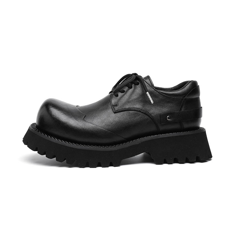 CHILANG Derby Shoes British Style Commute Hidden Wedge Small Leather Shoes Men's