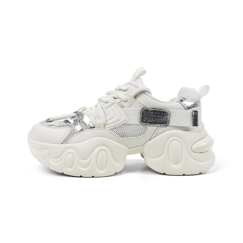 QIAONAI Low top Chunky Sneakers Women's Beige