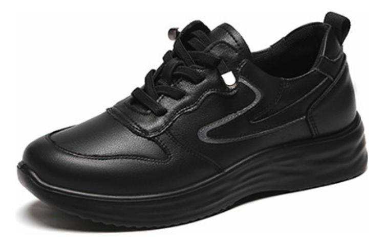 SHOUBA Leather Low top Casual Shoes Women's Black