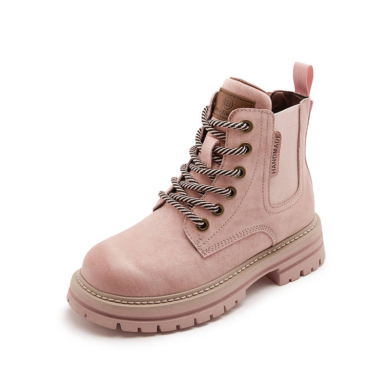 PLO CART Top Grain Pig Leather Short Combat Boots Women's