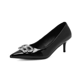 Echo&yolo Patent Leather Casual Shoes 6CM Women's Black