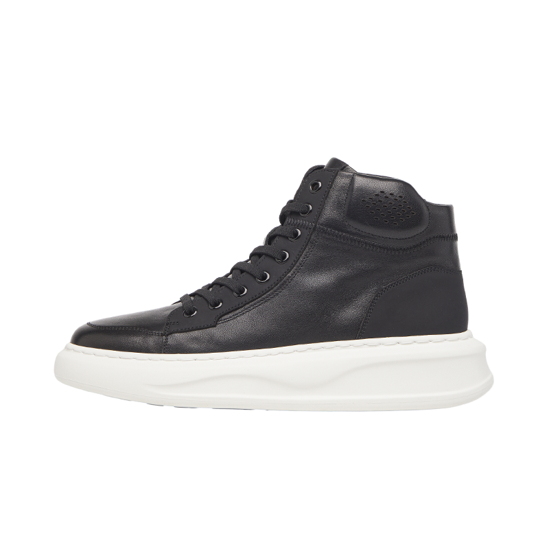 VICKI BROWN Cow Leather High top Skateboard Shoes Men's Black