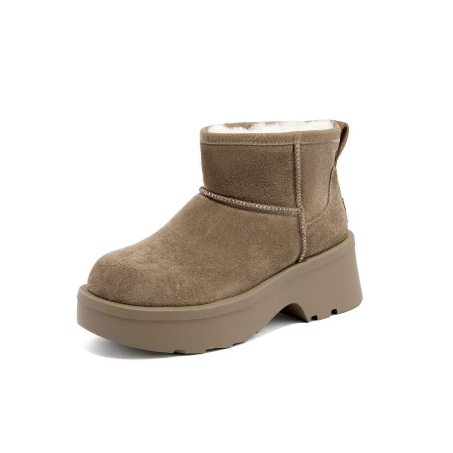 ELLE ELLE Cow Split Leather Short Snow Boots Women's