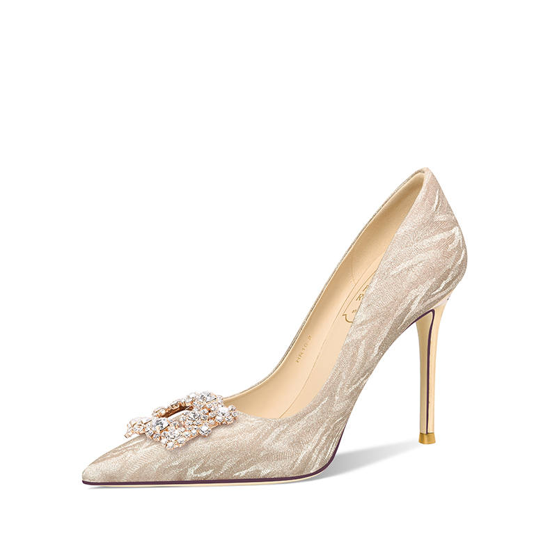 Holy Rose Slim Heel Commemoration High Heels Women's Champagne Gold