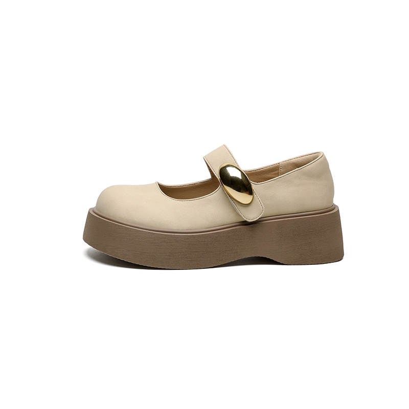JOSINY Platform Mary Jane Shoes Women's Apricot