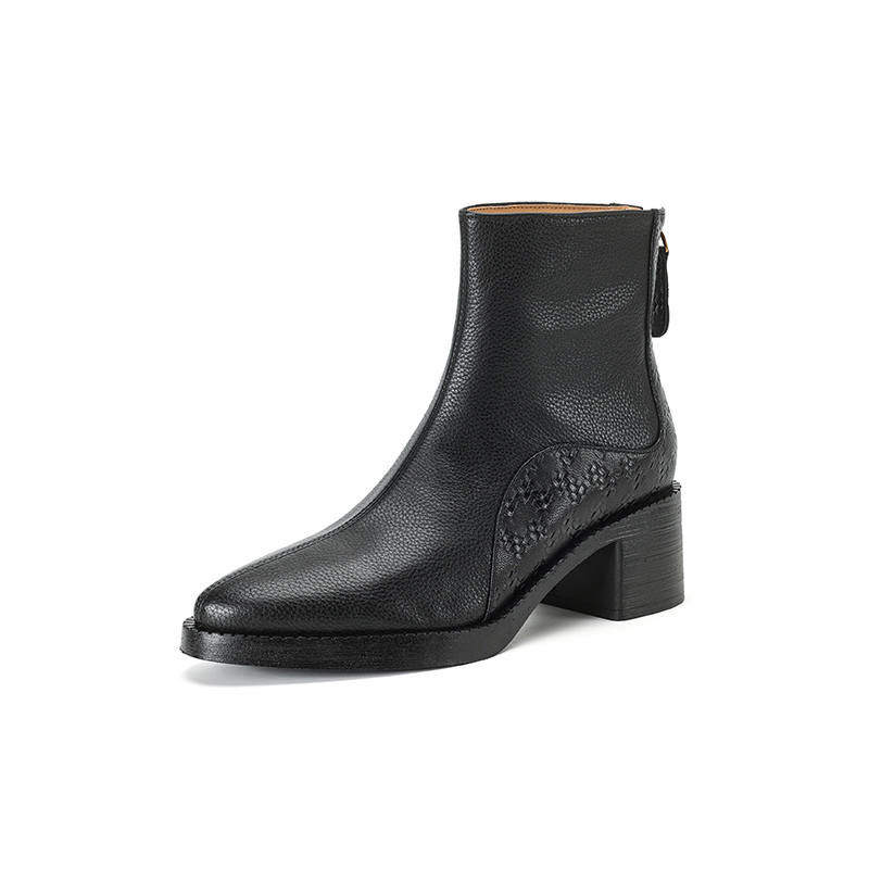 Hankermeet Top Grain Cow Leather Ankle Boots 5.5cm Women's