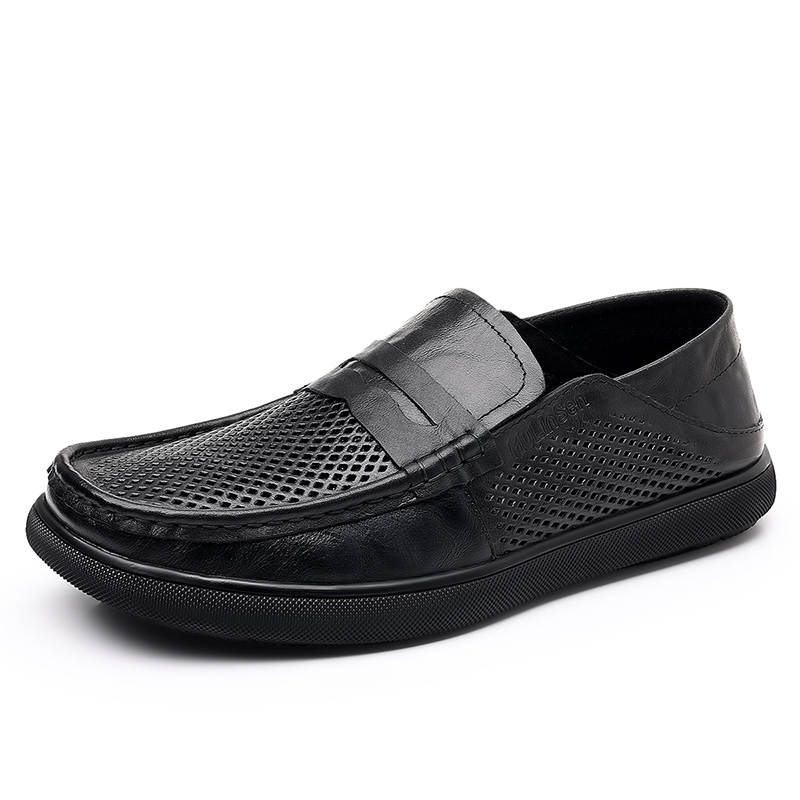 Mulinsen Top Grain Cow Leather Men's Casual Shoes Men's Black