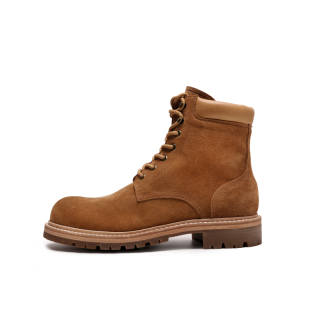 Viplander Cow Suede Short Combat Boots Unisex Camel