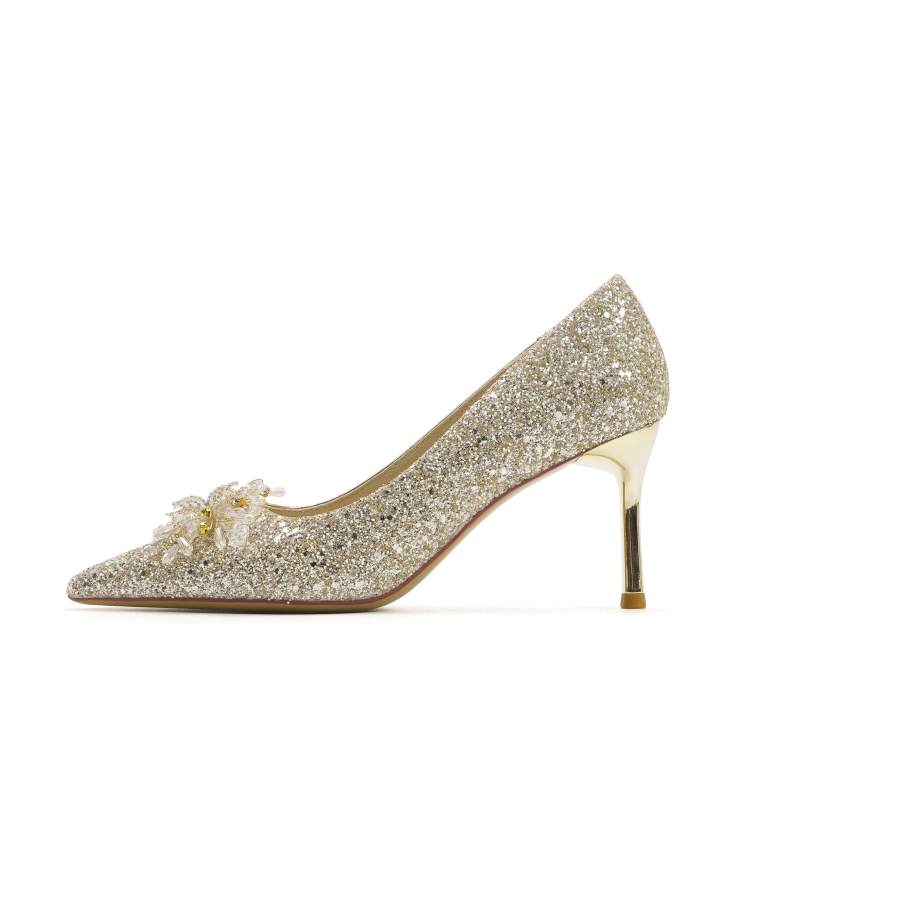 CHILI Slim Heel High Heels Women's Champagne