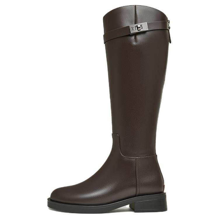 TATA Top Grain Cow Leather Knee high Boots 3.5cm Women's