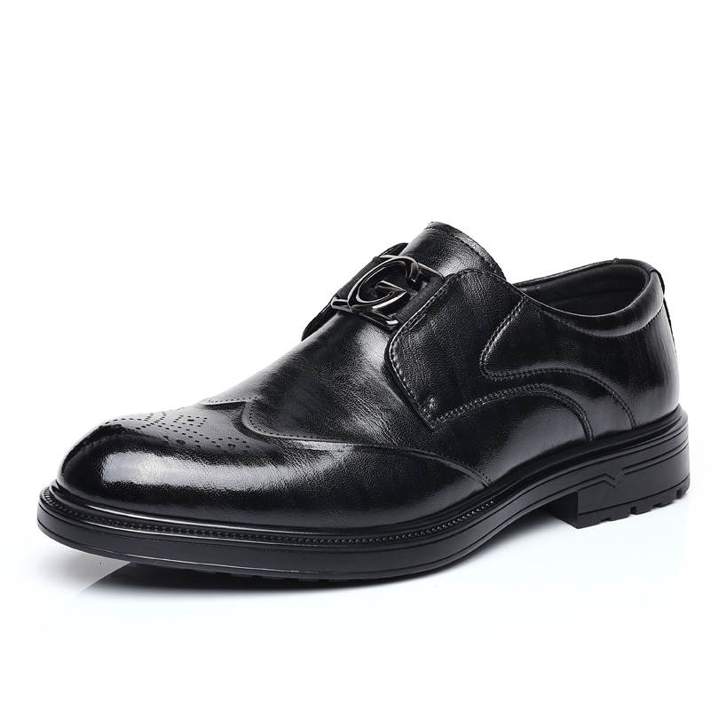 CITONGXIANSHENG Cow Split Leather Casual Shoes Men's Black