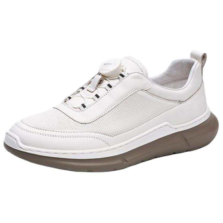 Satchi Top Grain Cow Leather Breathable And Lightweight Low top Casual Shoes Men's White
