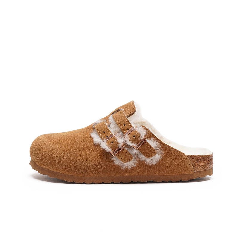 Devo Life Cow Suede Massage Odor Resistant Massage Odor Resistant Closed Toe Slippers Women's