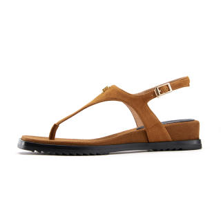 Marie Claire Sheepskin One Strap Sandals Women's Brown