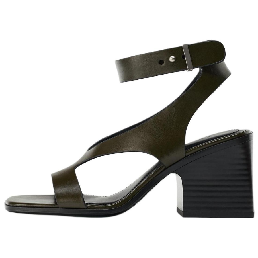 ZARA Pu One Strap Sandals 7.5cm Women's Green