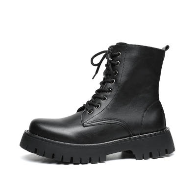 Xiwencha Cow Split Leather Short Combat Boots Men's Black