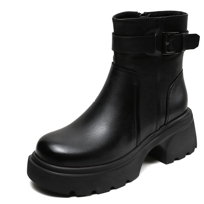 Devanro Devanro Top Grain Cow Leather Ankle Boots 6CM Women's