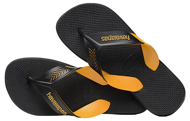 Havaianas Dynamic Rubber Sole Odor Resistant Odor Resistant Flip Flops Men's Black Yellow