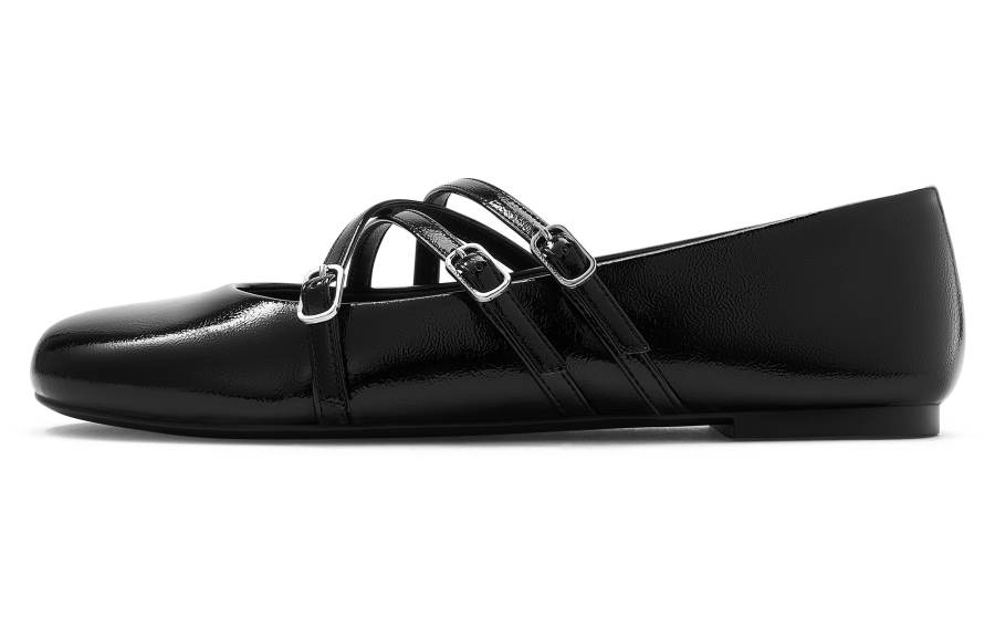 CHARLES&KEITH Small Ck Pu Flat Mary Jane Shoes 0.8cm Women's