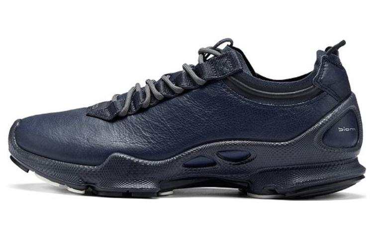 Ecco Top Grain Cow Leather Breathable Low top Sports Casual Shoes Men's Ocean Blue