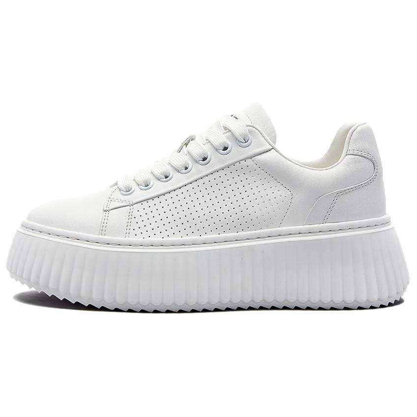 NINE WEST Cow Leather Low top Skateboard Shoes Women's White