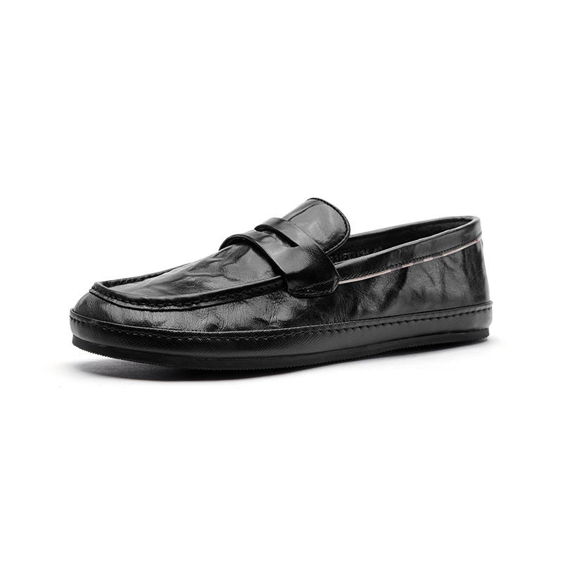 Hautton Jeans Top Grain Cow Leather Casual Shoes Men's Black